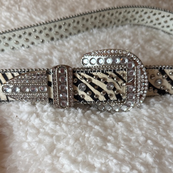 Accessories - Crystal Embellished Animal Print Belt